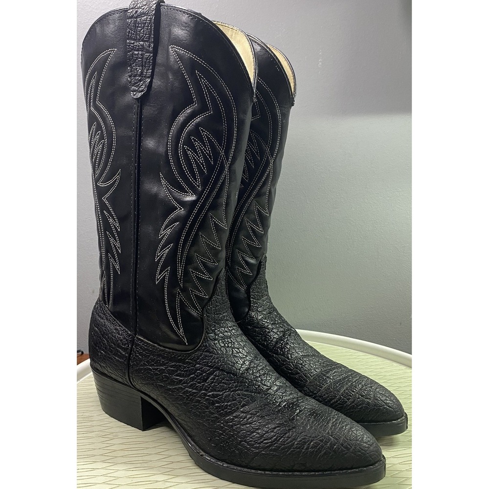 Bronco‎ Women's Faux Leather Black Cowgirl Cowboy Motorcycle Riding Boots Sz. 10